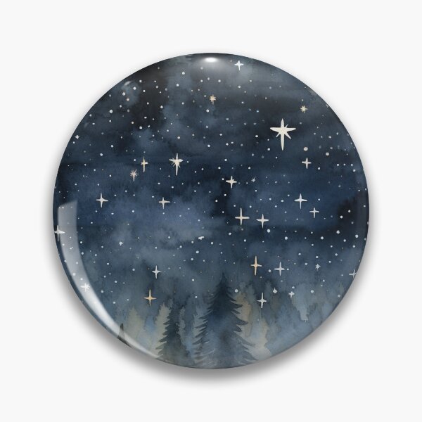 Item preview, Night sky,stars,Trees,pine trees,forest,watercolor nature background. designed and sold by MariaMarinova.
