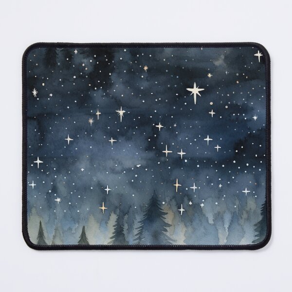 Item preview, Night sky,stars,Trees,pine trees,forest,watercolor nature background. designed and sold by MariaMarinova.