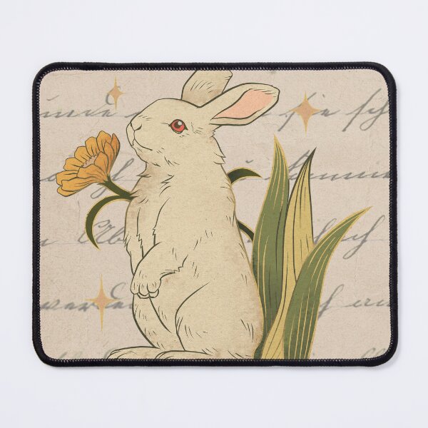 Item preview, Rabbit with Flowers: The Melancholy of Handwritten Memories designed and sold by MisiuKolorowy.