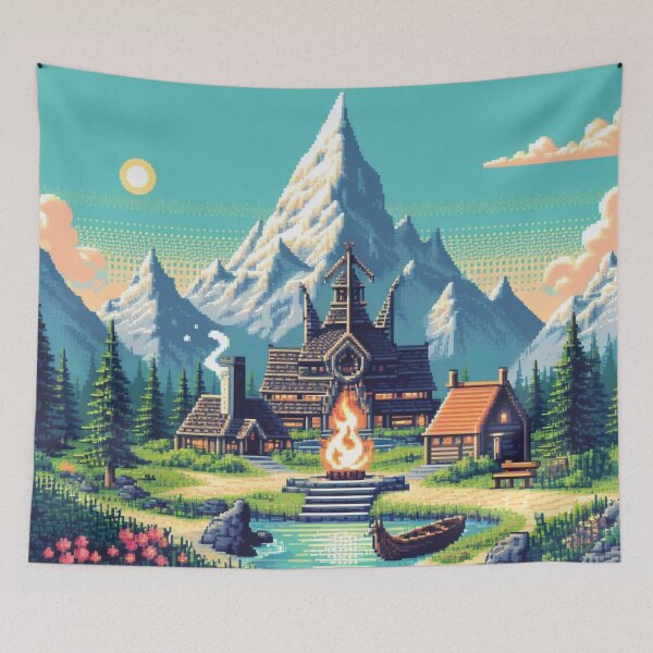 Item preview, Skyrim Small Village Pixel Art designed and sold by Jake-Carter0.