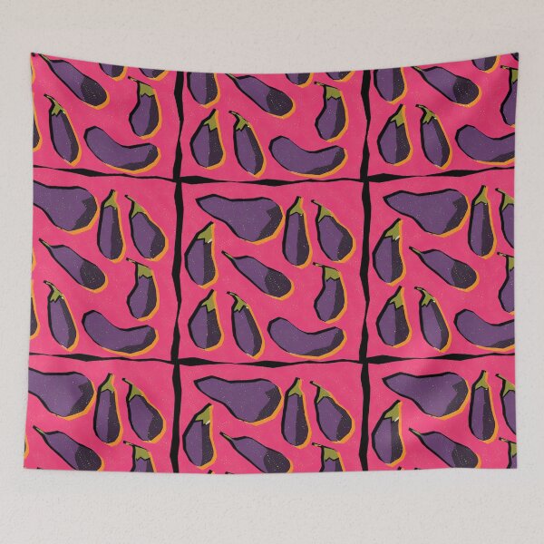 Item preview, Fuchsia Eggplant Pattern Risograph Print designed and sold by KokoroCreations.