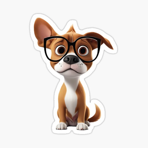 Adorable Dog with Glasses Illustration Sticker