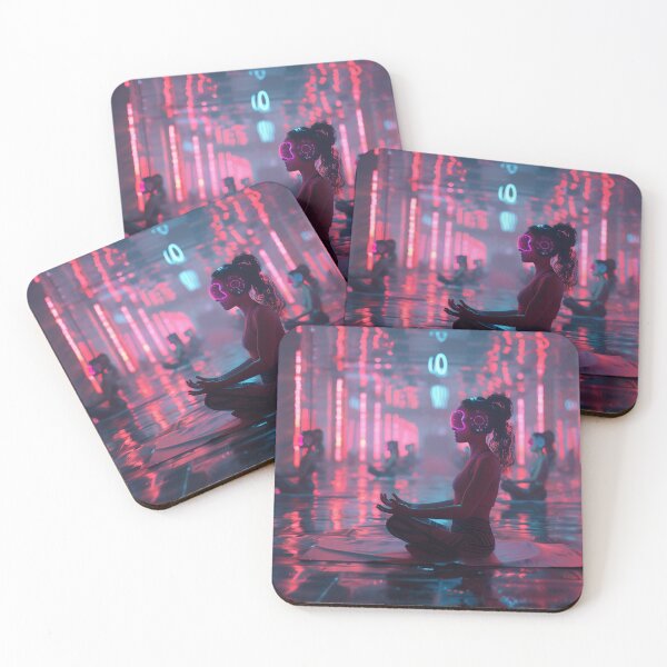 Item preview, Futuristic Yoga Session with Neon Lights designed and sold by palmyst.