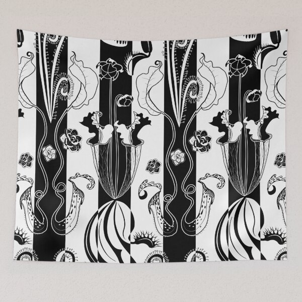 Item preview, Carnivorous garden - black and white block stripes designed and sold by kobyakov.