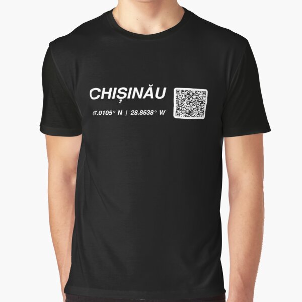 city of chiȘinĂu moldova text gps coords - dark t-shirt graphique