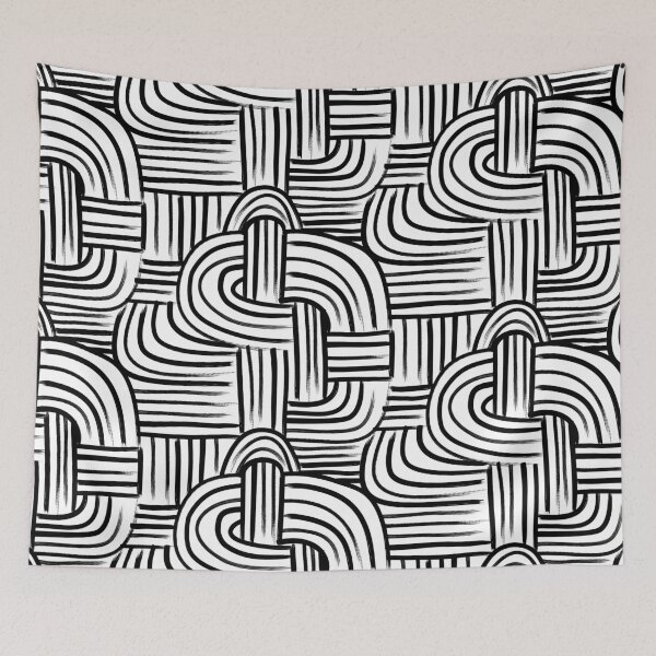 Item preview, White and black Hand Drawn Curves and Lines Textured Abstract Line Art  designed and sold by GenAumonier.