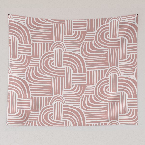 Item preview, Powder Pink and White Hand Drawn Curves and Lines Textured Abstract Line Art  designed and sold by GenAumonier.
