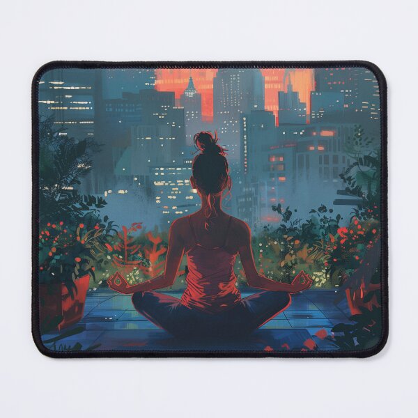 Item preview, Rooftop Yoga with Cityscape at Dusk designed and sold by palmyst.