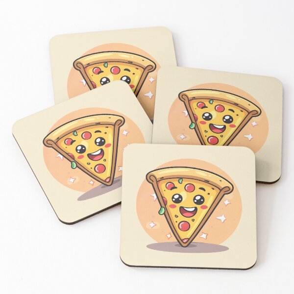 Item preview, Cute and Happy Pizza on Beige Background designed and sold by SpoonToonCnt.