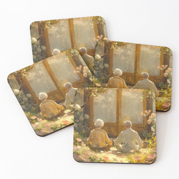Item preview, Elderly Couple Meditating in Garden designed and sold by palmyst.