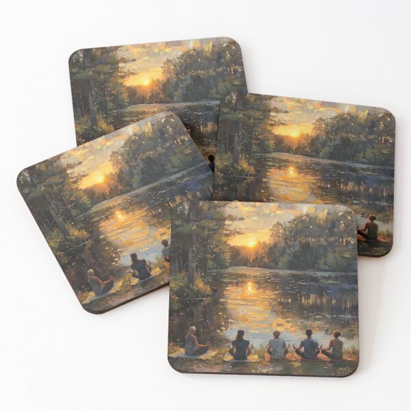 Item preview, Group Meditation by Peaceful Lake at Sunset designed and sold by palmyst.