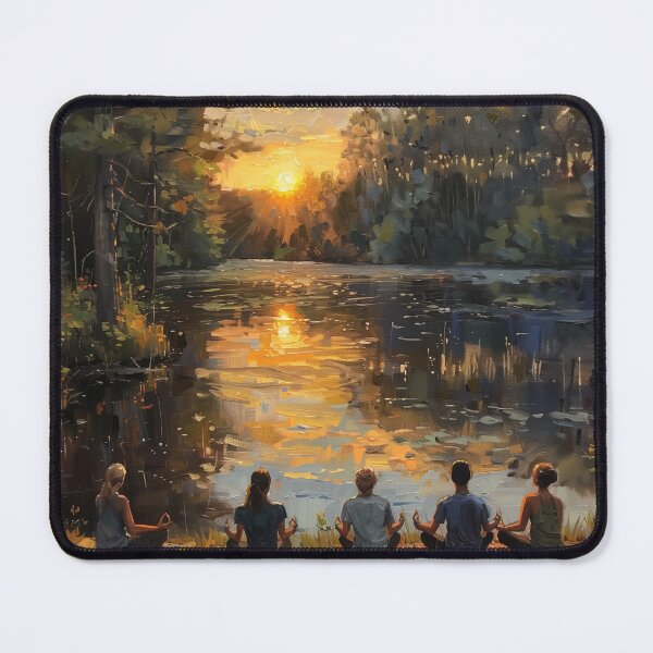 Item preview, Group Meditation by Peaceful Lake at Sunset designed and sold by palmyst.