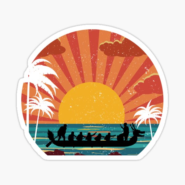 Item preview, Dragon Boat Retro Sunset Palm Trees designed and sold by ShopFanCreation.