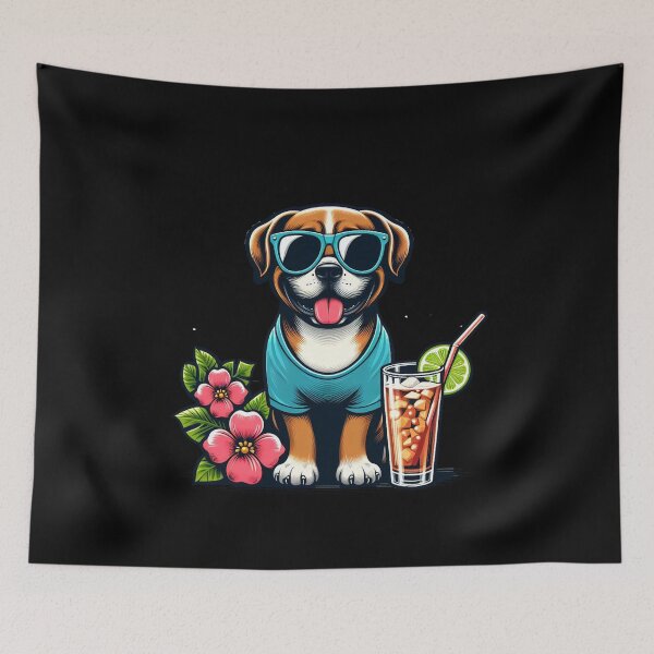 Item preview, Summer Vibe Dog Drinking Dog  designed and sold by PrntqTreasures.