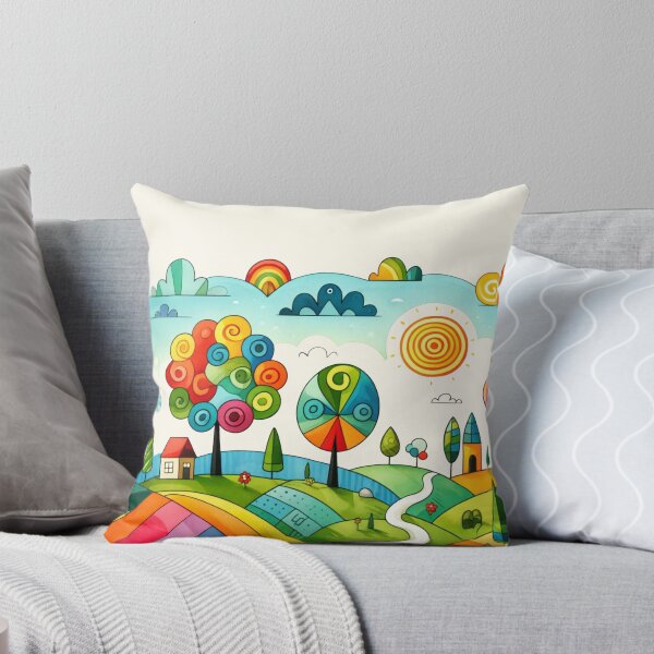 Artikelvorschau, Lebendige Cartoon-Landschaft - Farbenfrohe Fantasy-Dorfkunst entworfen und verkauft von adriaquart.