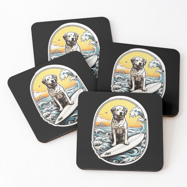 Item preview, Ocean Lover Cute Dog Surfing Big Waves designed and sold by NautiChic.
