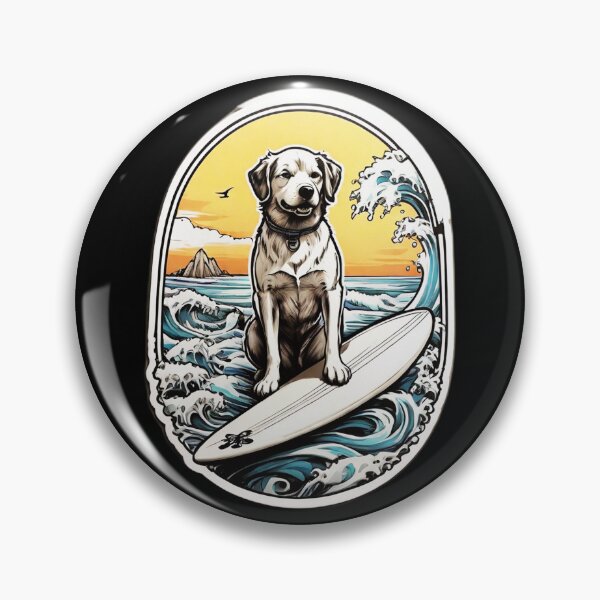 Item preview, Ocean Lover Cute Dog Surfing Big Waves designed and sold by NautiChic.