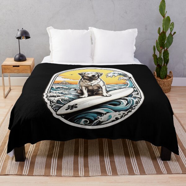 Item preview, Ocean Lover Cute Dog Surfing Big Waves designed and sold by NautiChic.