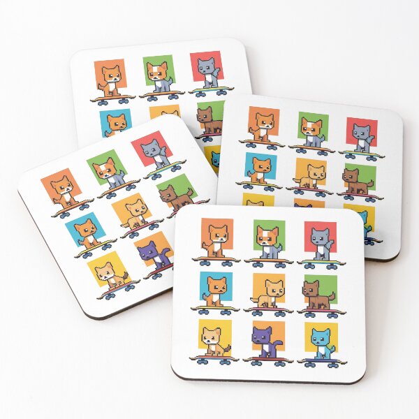 Item preview, pixel cats on skateboard designed and sold by Krasawcew.