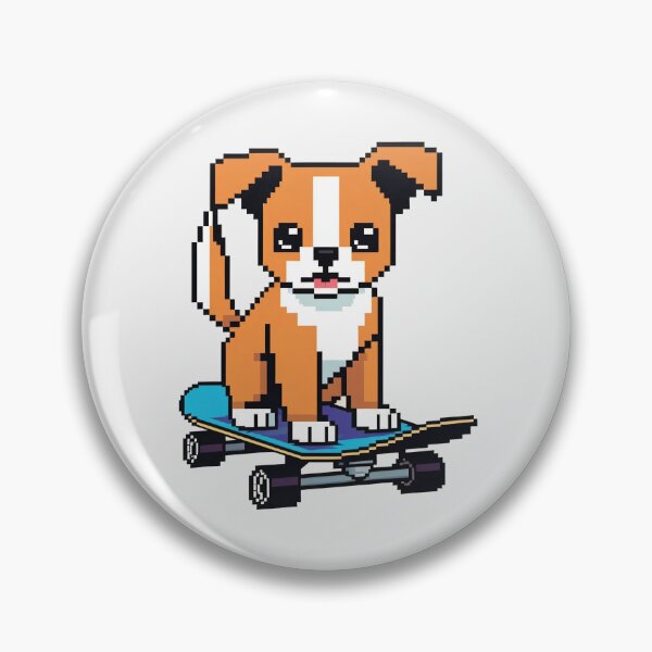 Item preview, pixel dog on skateboard designed and sold by Krasawcew.