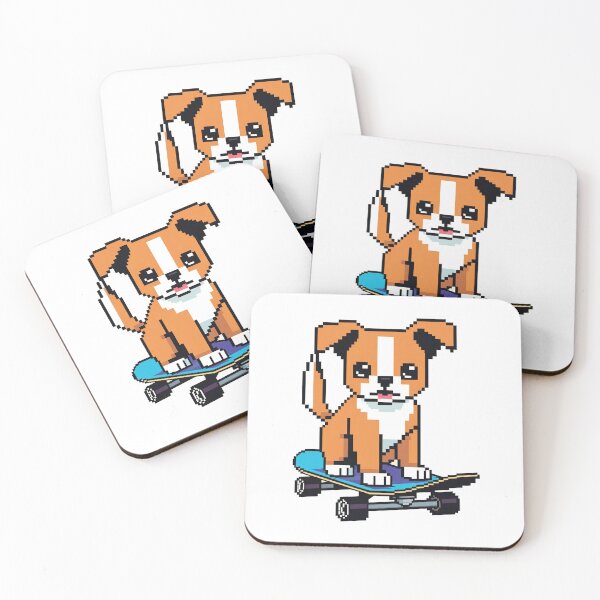 Item preview, pixel dog on skateboard designed and sold by Krasawcew.