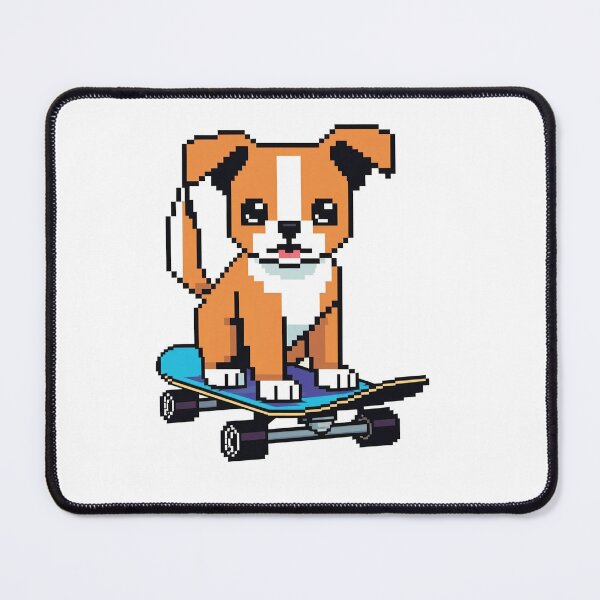 Item preview, pixel dog on skateboard designed and sold by Krasawcew.