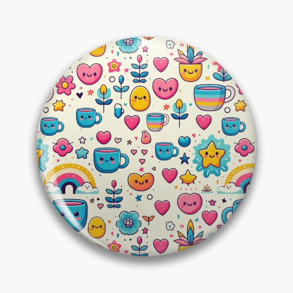 Item preview, Cute and Cheerful Kawaii Pattern - Adorable Hearts, Mugs, and Flowers designed and sold by adriaquart.