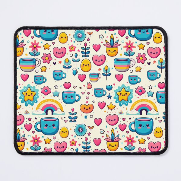 Item preview, Cute and Cheerful Kawaii Pattern - Adorable Hearts, Mugs, and Flowers designed and sold by adriaquart.