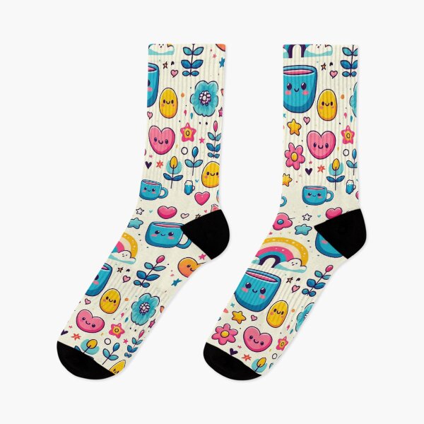 Item preview, Cute and Cheerful Kawaii Pattern - Adorable Hearts, Mugs, and Flowers designed and sold by adriaquart.