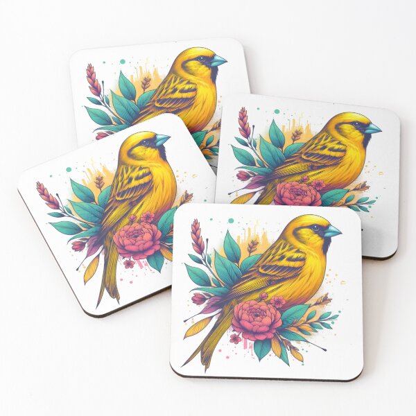 Item preview, A beautiful canary with various leaves and flowers designed and sold by Marcoshop10.