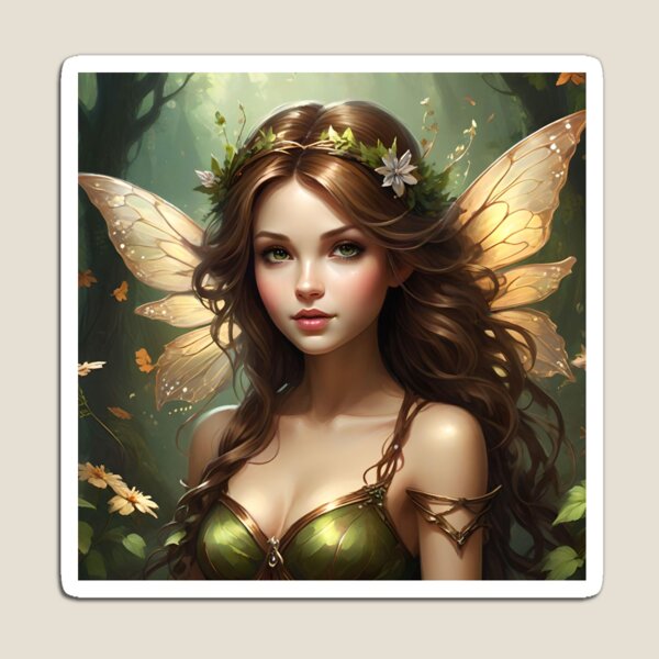 Item preview, Female Fairy with Brown Hair, Fantasy Woman, Mystic Lady 2 designed and sold by ShamanIwoArt.