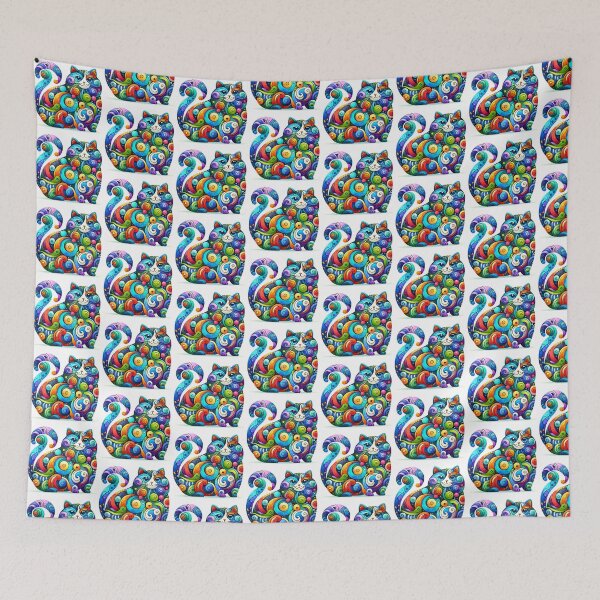 Item preview, Whimsical Colorful Cat - Vibrant Abstract Feline Art designed and sold by adriaquart.