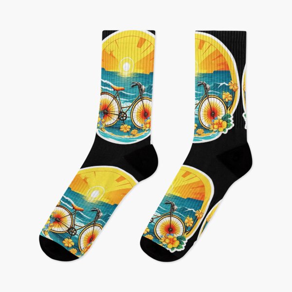 Item preview, Retro Bicycle at Sunset on a Hawaiian Beach with Orchids designed and sold by NautiChic.