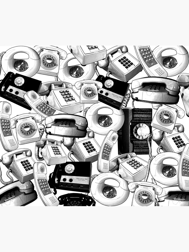 70s retro phones black and white Metal Print for Sale by ICONIC-SONIC