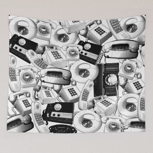 Item preview, 70s retro phones black and white designed and sold by ICONIC-SONIC Shop.