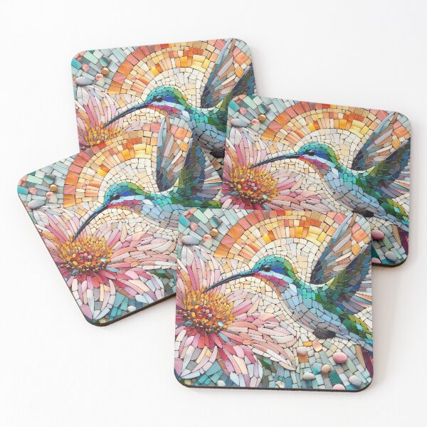 Item preview, Vibrant Hummingbird Mosaic Inspired Art designed and sold by 3MillsDesign.