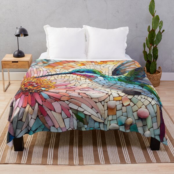 Item preview, Vibrant Hummingbird Mosaic Inspired Art designed and sold by 3MillsDesign.
