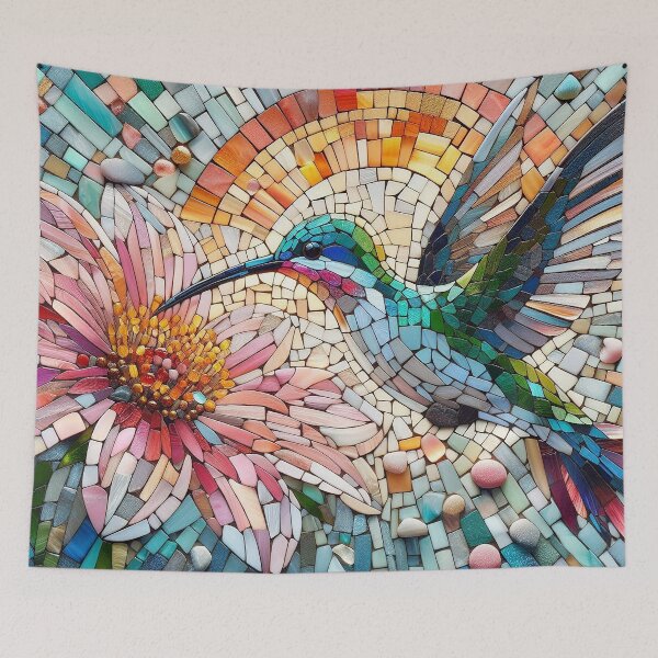 Item preview, Vibrant Hummingbird Mosaic Inspired Art designed and sold by 3MillsDesign.