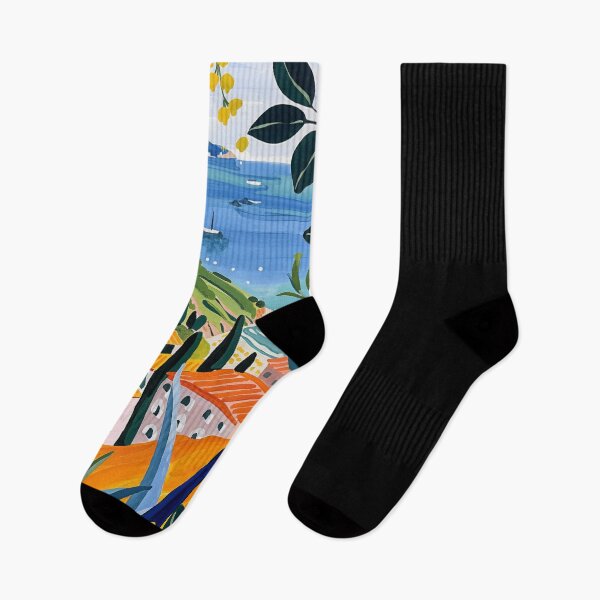 Item preview, Mediterranean Coastal Village Painting Inspired by Matisse designed and sold by regnumsaturni.