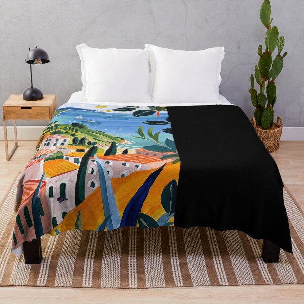 Item preview, Mediterranean Coastal Village Painting Inspired by Matisse designed and sold by regnumsaturni.