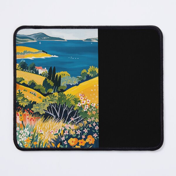 Item preview, Vibrant Mediterranean Coast Painting in Matisse Style with Blooming Flowers and Blue Waters designed and sold by regnumsaturni.