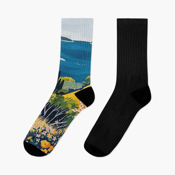 Item preview, Vibrant Mediterranean Coast Painting in Matisse Style with Blooming Flowers and Blue Waters designed and sold by regnumsaturni.