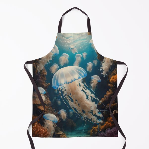 Item preview, Underwater dance of blue jellyfish. designed and sold by MyHappyArtShop.