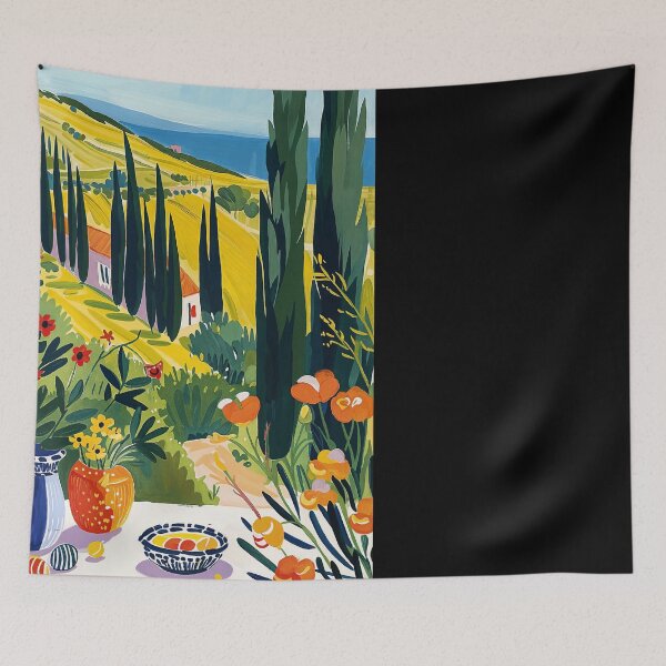 Item preview, Matisse Painting Mediterranean House with Vibrant Colors and Serene Landscape designed and sold by regnumsaturni.