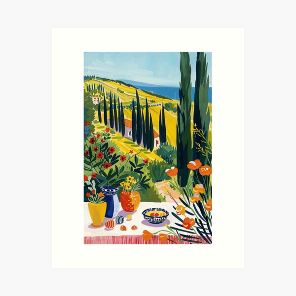 Matisse Painting Mediterranean House with Vibrant Colors and Serene Landscape Art Print