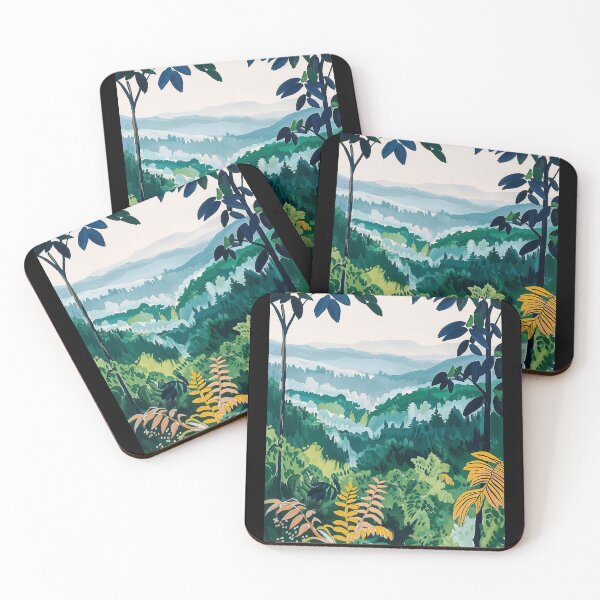 Item preview, Matisse Inspired Rainforest Jungle Painting with Lush Greenery and Distant Mountains designed and sold by regnumsaturni.