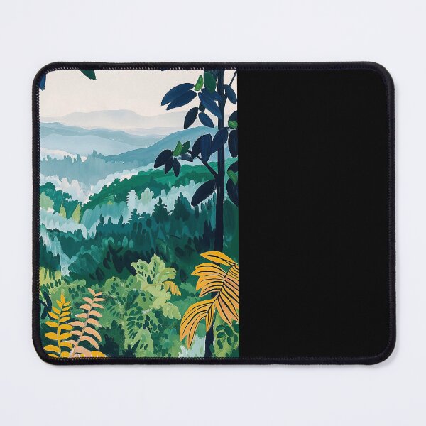Item preview, Matisse Inspired Rainforest Jungle Painting with Lush Greenery and Distant Mountains designed and sold by regnumsaturni.