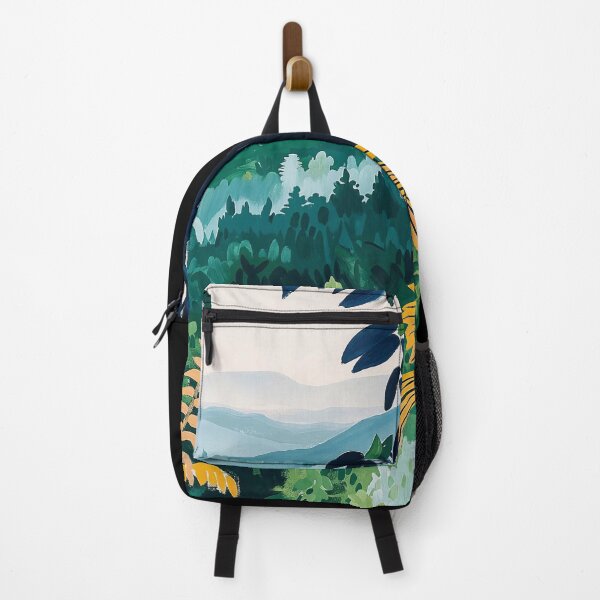 Item preview, Matisse Inspired Rainforest Jungle Painting with Lush Greenery and Distant Mountains designed and sold by regnumsaturni.