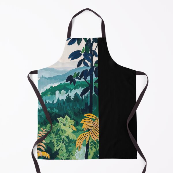 Item preview, Matisse Inspired Rainforest Jungle Painting with Lush Greenery and Distant Mountains designed and sold by regnumsaturni.