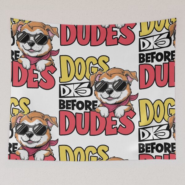 Item preview, "Dogs Before Dudes" Playful Typography Design | Cartoon Dog Art | HahaHandlesHub designed and sold by HahaHandlesHub.